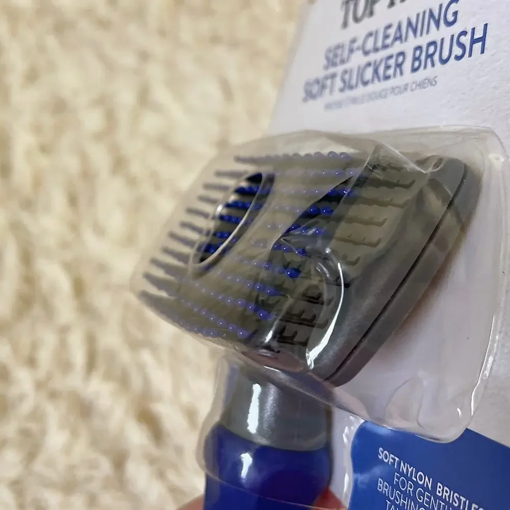 Top Paw Self Cleaning Soft Slicker Brush Dog Grooming All Hair Lengths NEW